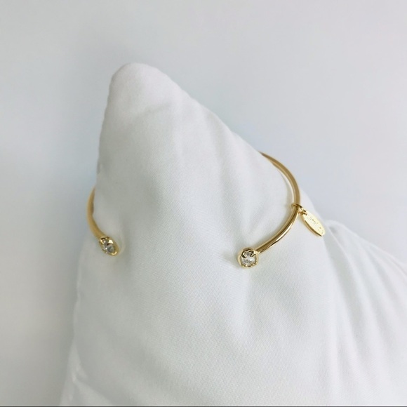 New! Serefina Anthropologie Gold Plated Rose Cut CZ Cuff Bracelet - Picture 7 of 9